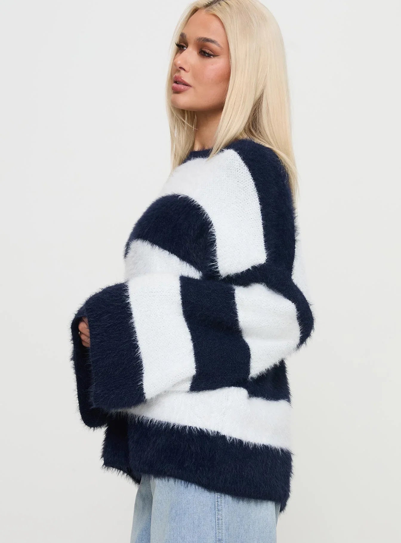 Nerina Knit Sweater Blue White Stripe