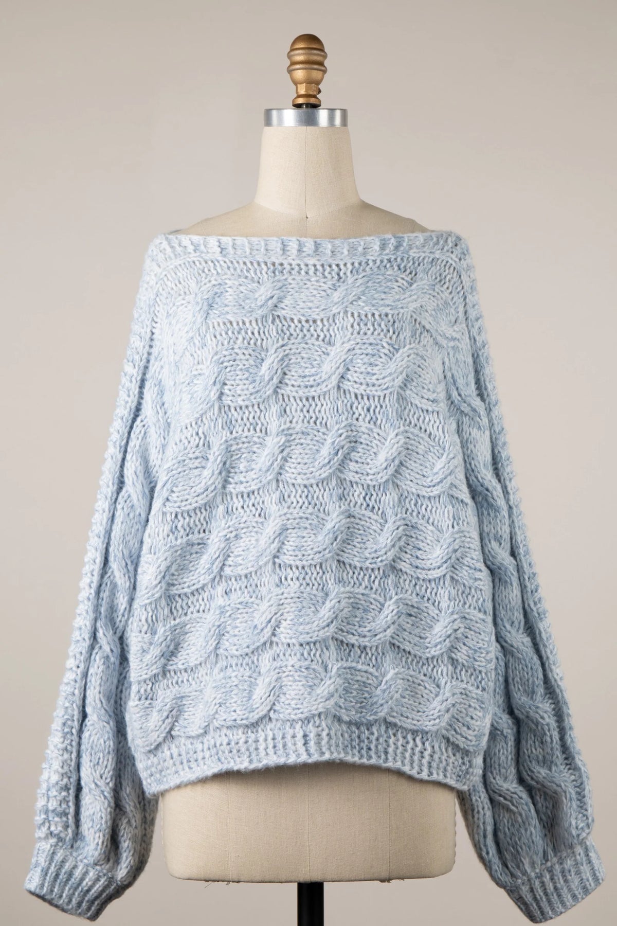Willow Light Blue Oversized Cable Knit Sweater