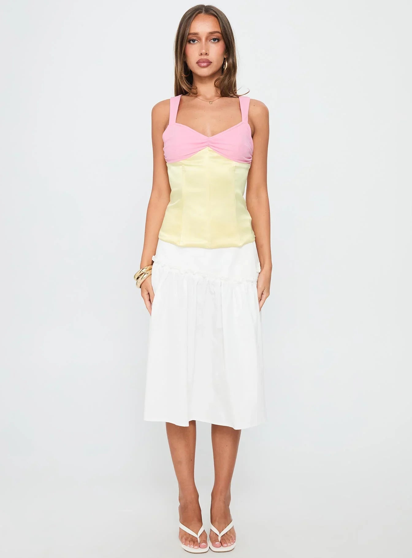 Zariela Contrast Bust Top Pink Yellow