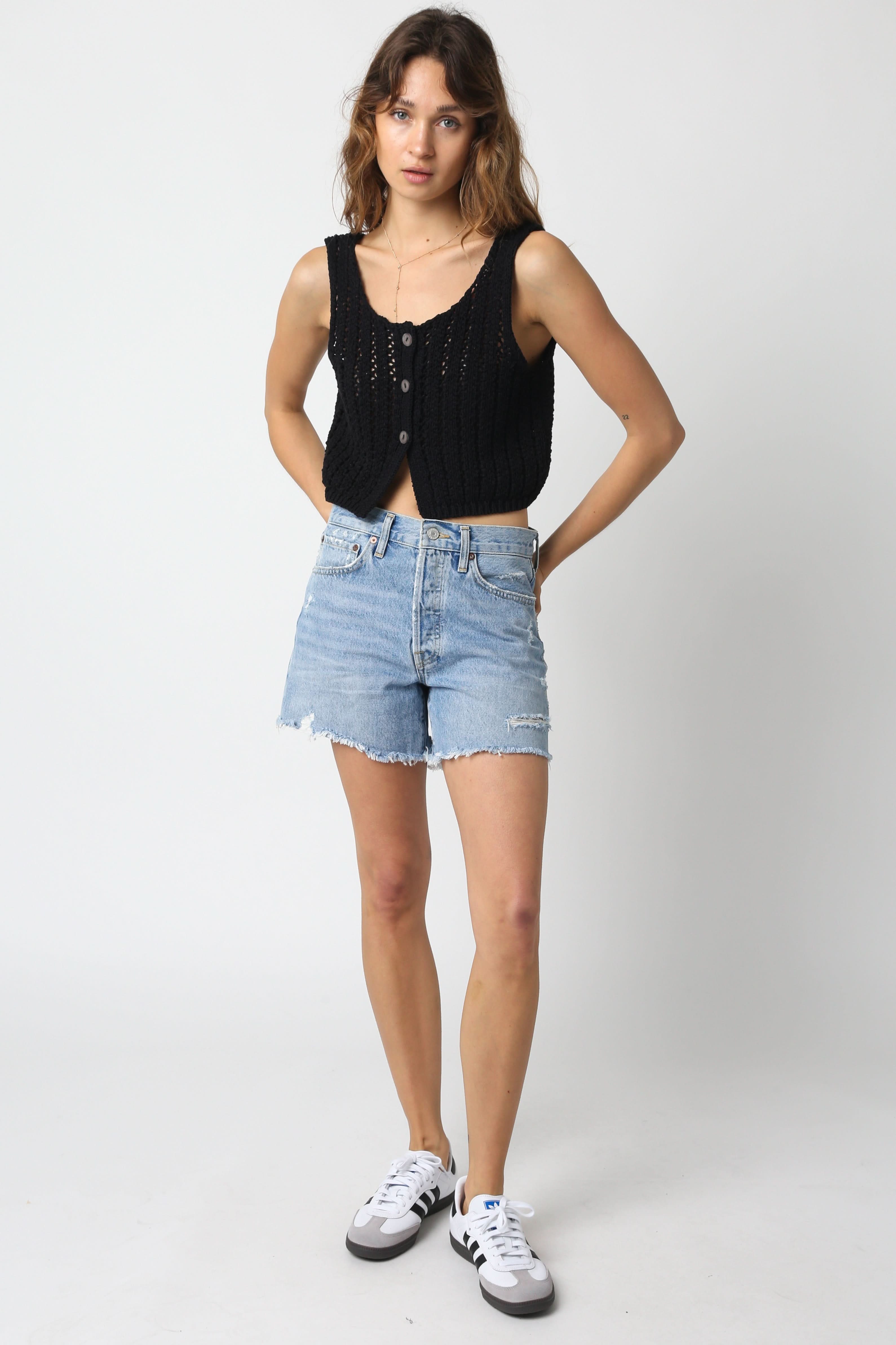 Valeria Black Sheer Sweater Top