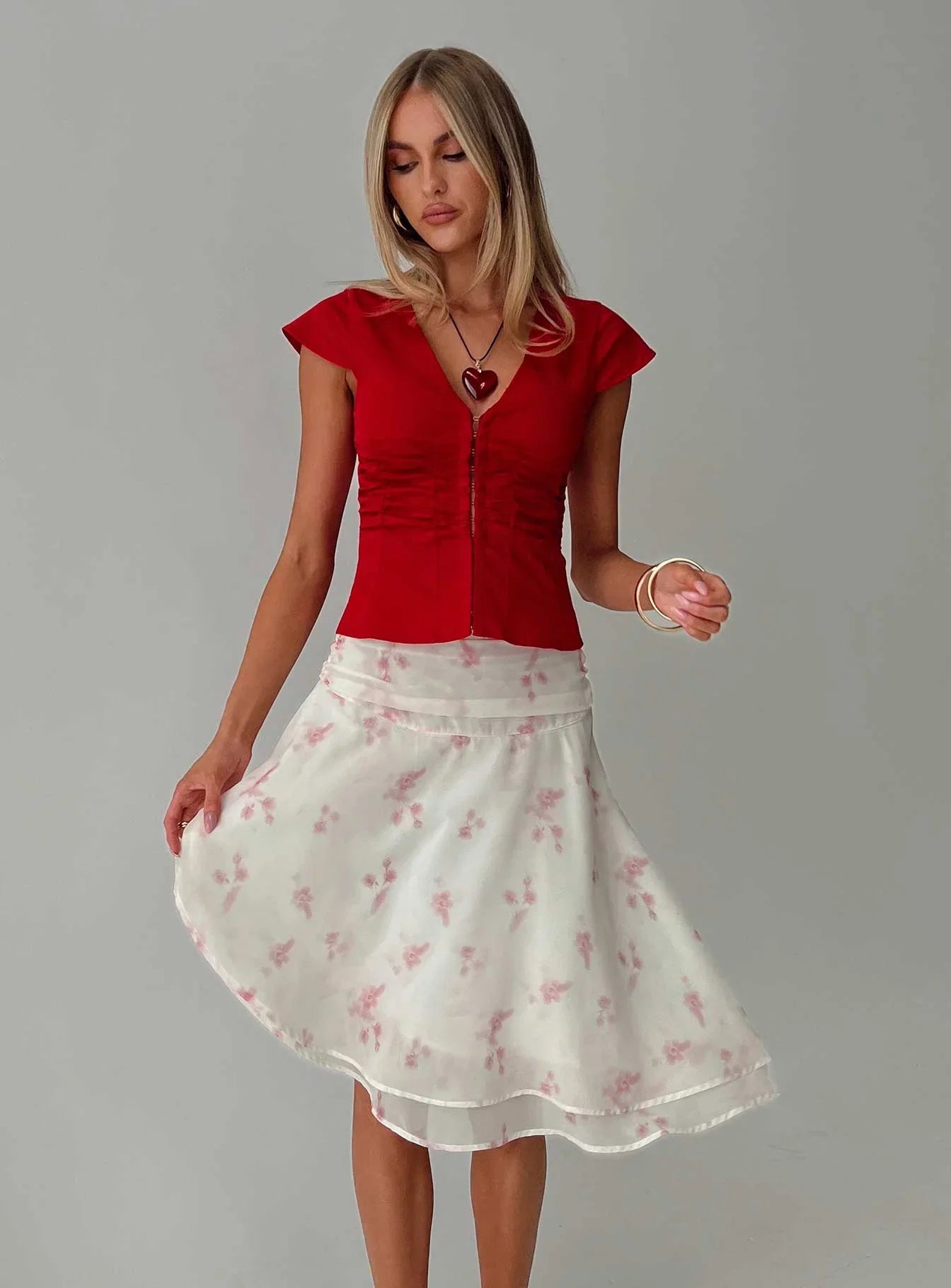 Charisse Asymmetrical Midi Skirt Floral
