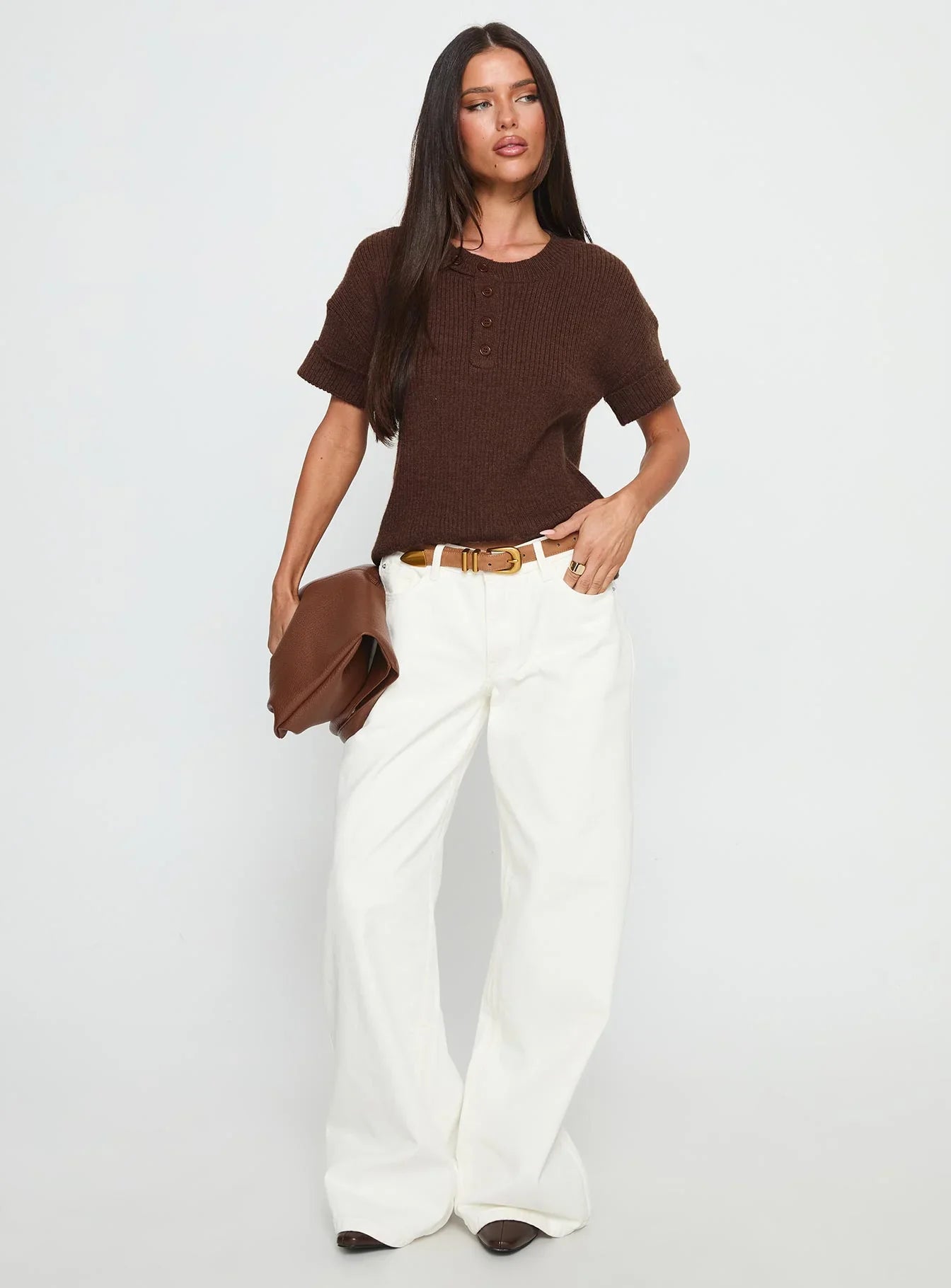 Ramos Low Rise Wide Leg Jeans White