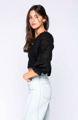 Mikayla Black Ruched Crop Top
