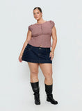 Warna Low Rise Denim Mini Skirt Dark Wash Curve