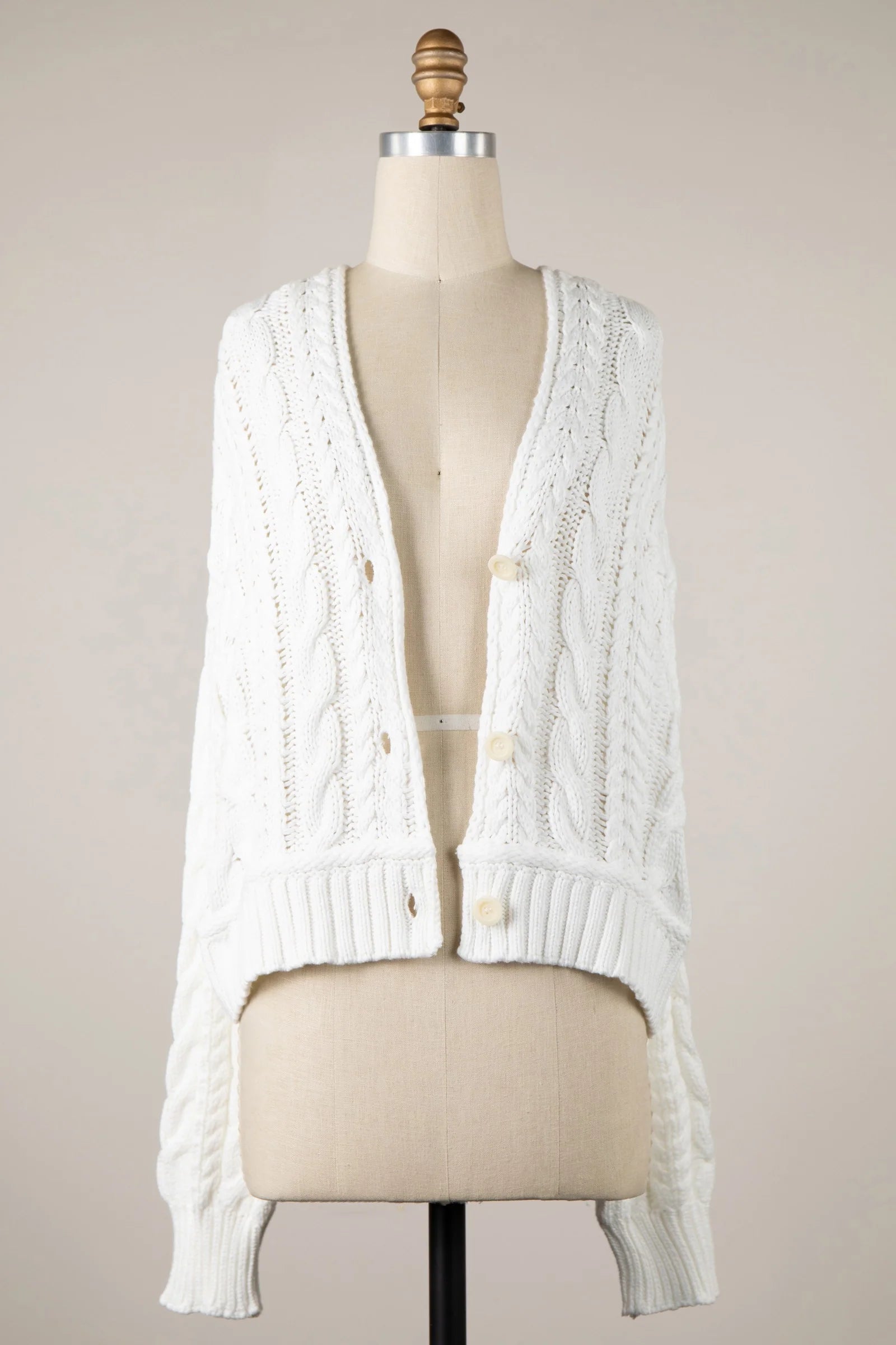 Chilton White Cable Knit Cardigan Sweater