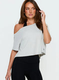 Bailea Off Shoulder Cropped Tee Grey Marle