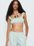 Talyssa Micro Crop Top Blue Stripe