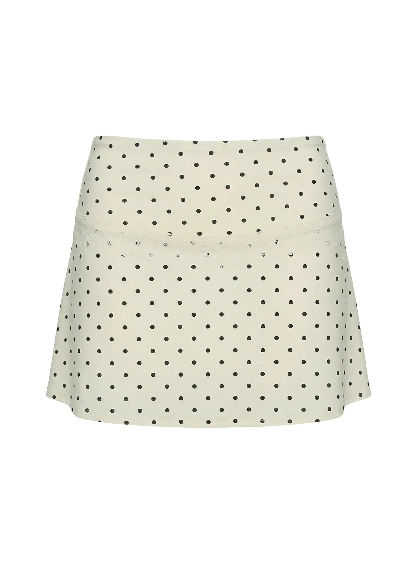 Amia Lace Mini Skirt Cream Polka Dot