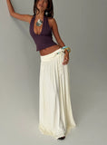 Velvet Storm Tie Detail Flowy Maxi Skirt Cream