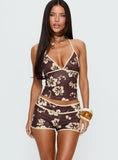 Makira Shorts Brown Hibiscus
