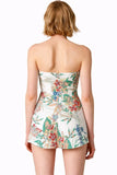 Ariah White Tropical Print Strapless Romper