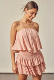 Monaco Powder Rose Strapless Ruffle Romper