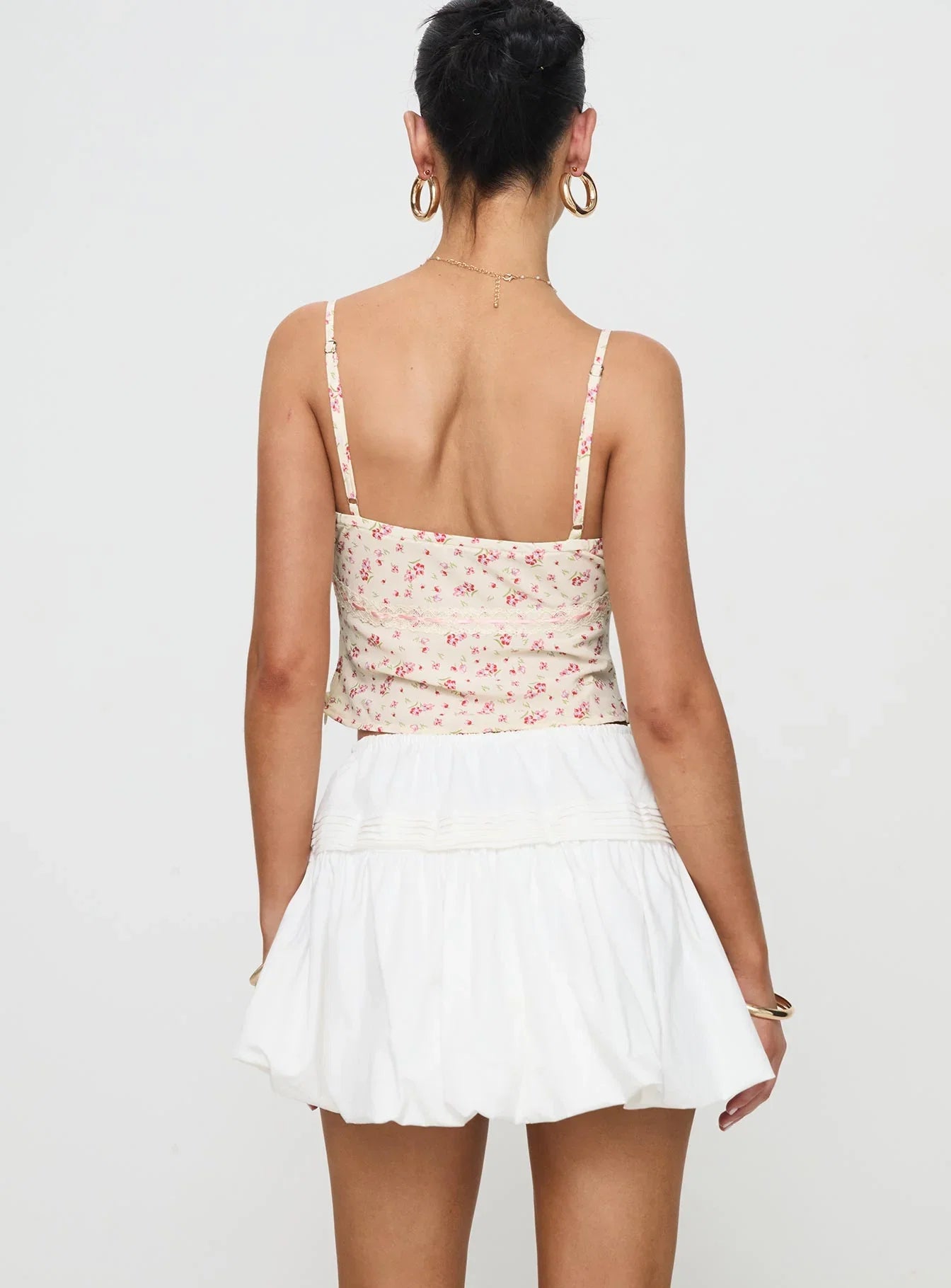 Dear London Bubble Hem Mini Skirt White