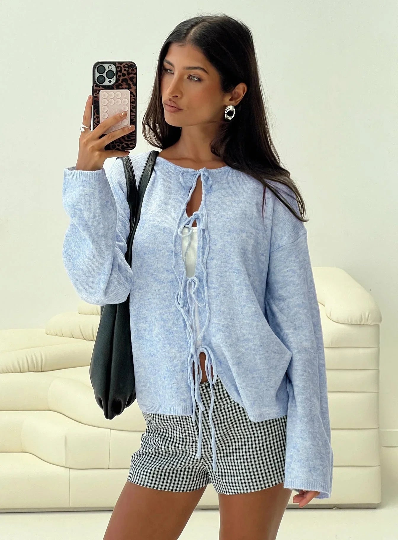 Frosty Knit Cardigan Blue
