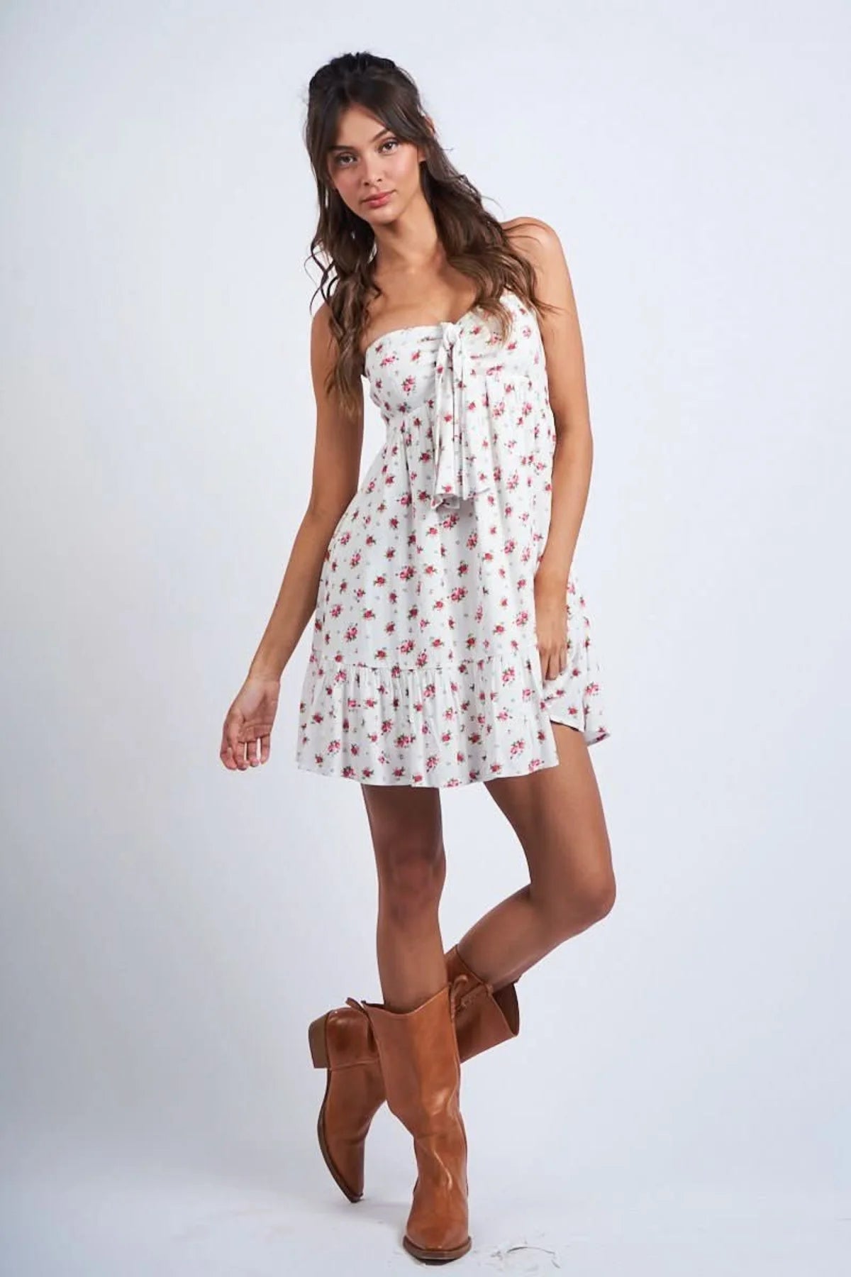 Sammie White and Red Strapless Mini Dress