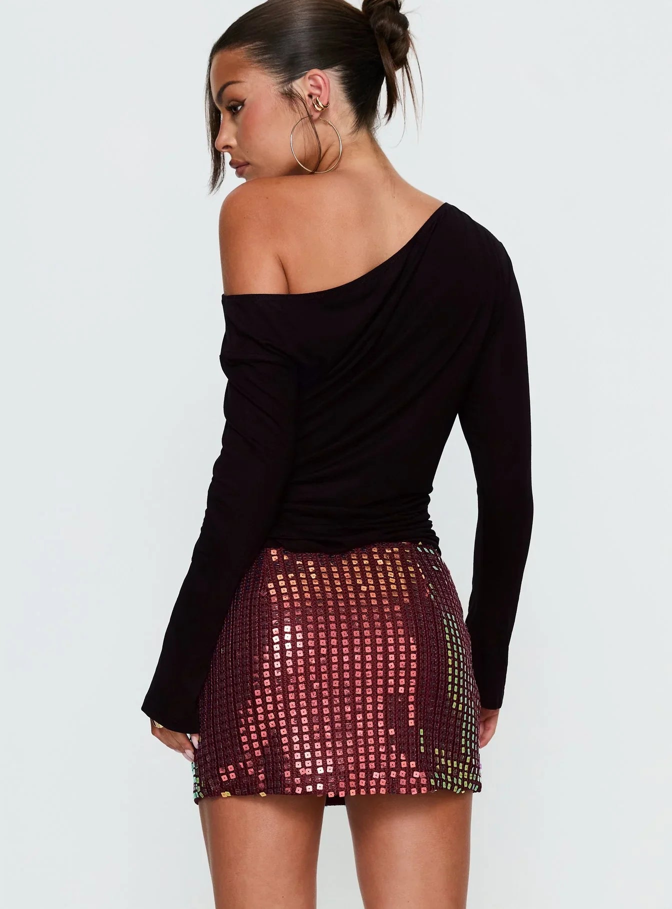 Zelaia Shimmer Mini Skirt Wine