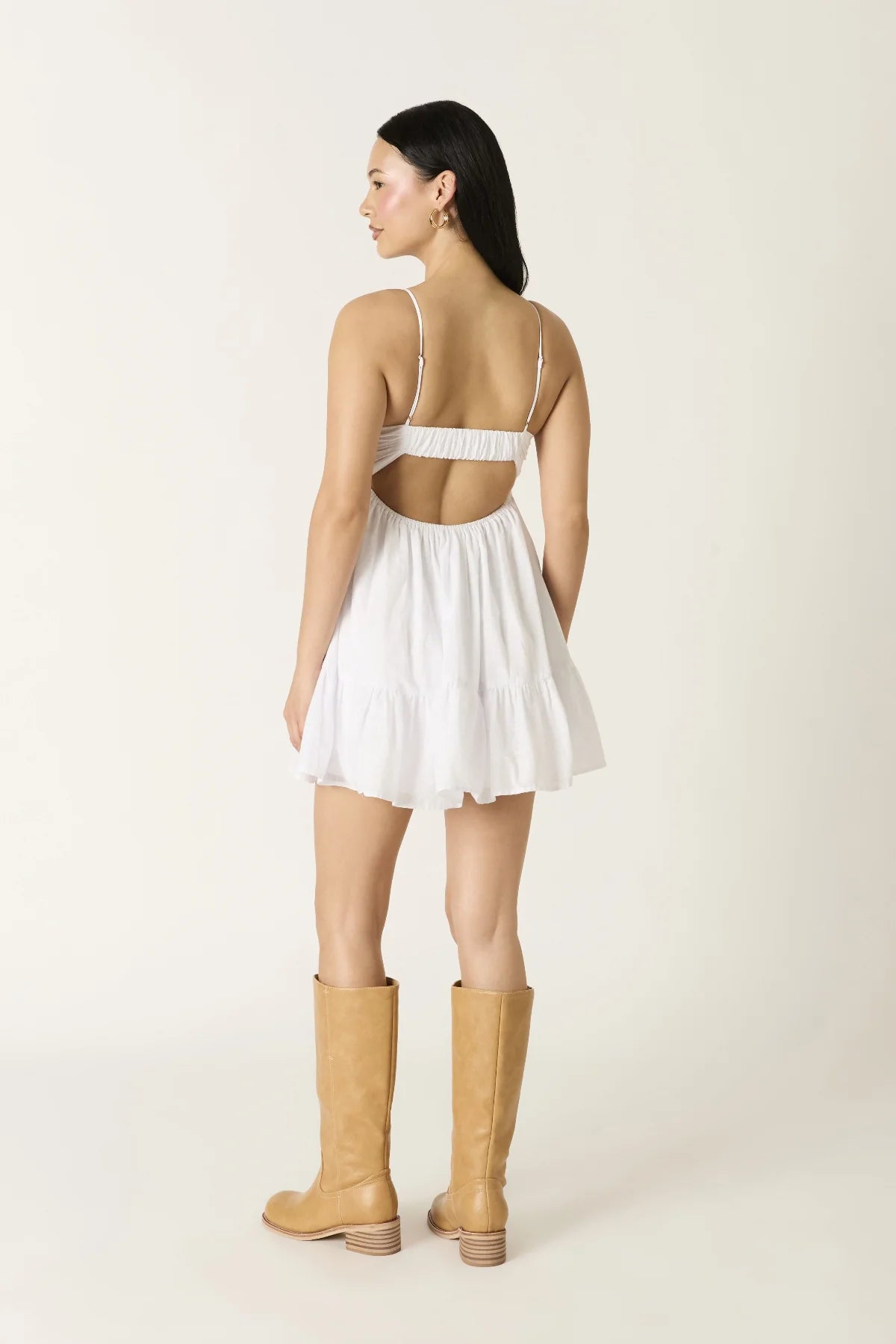 Esther White Twist Babydoll Mini Dress