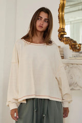 Libby Cream Open Back Long Sleeve Top