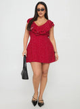 Cherry Schnapps Flutter Mini Dress Red Polka Curve