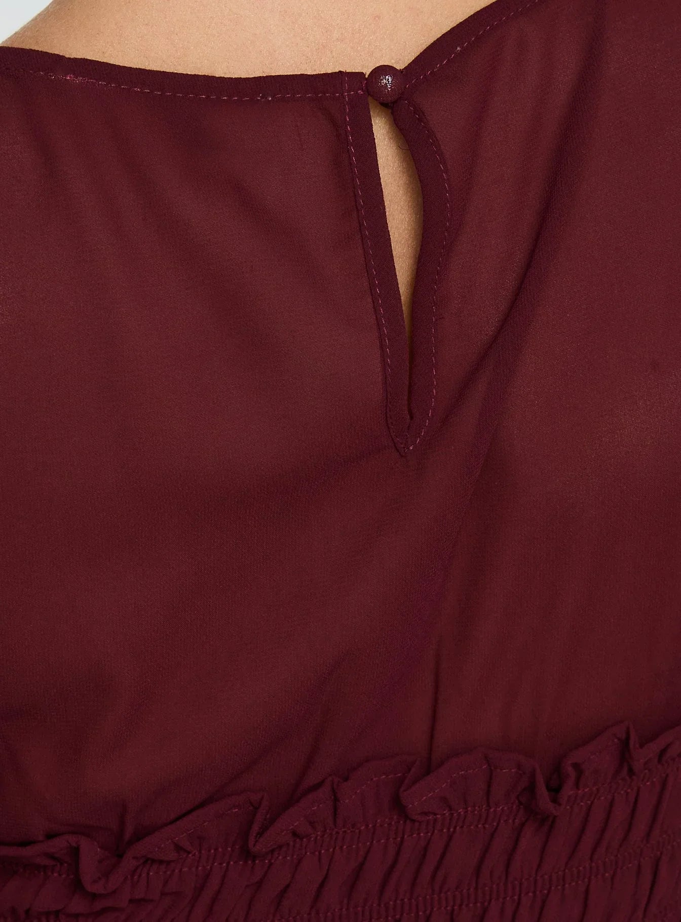 Fever Kiss Chiffon Ruched Top Wine