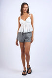 August White Crochet Babydoll Top