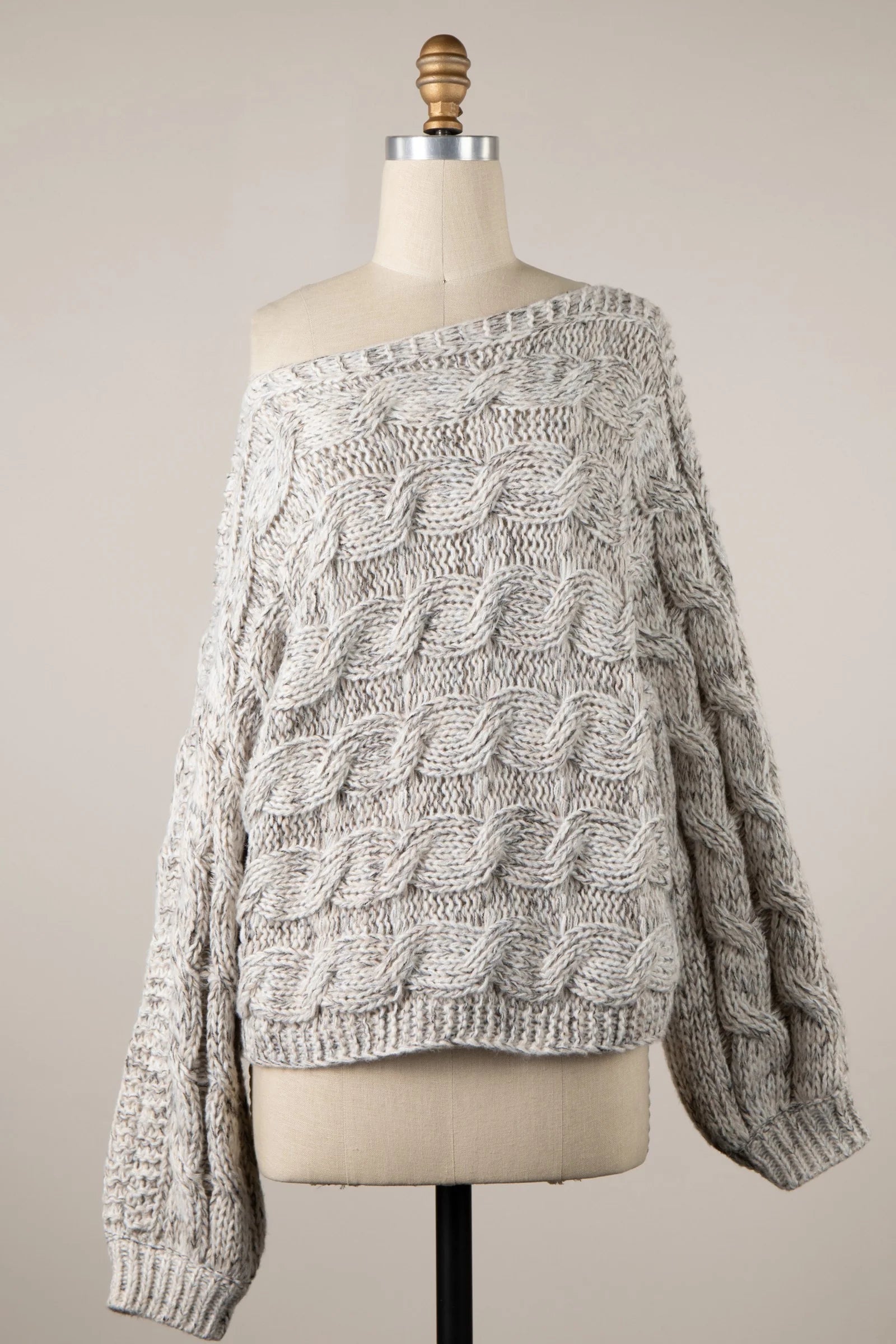 Willow Beige Oversized Cable Knit Sweater
