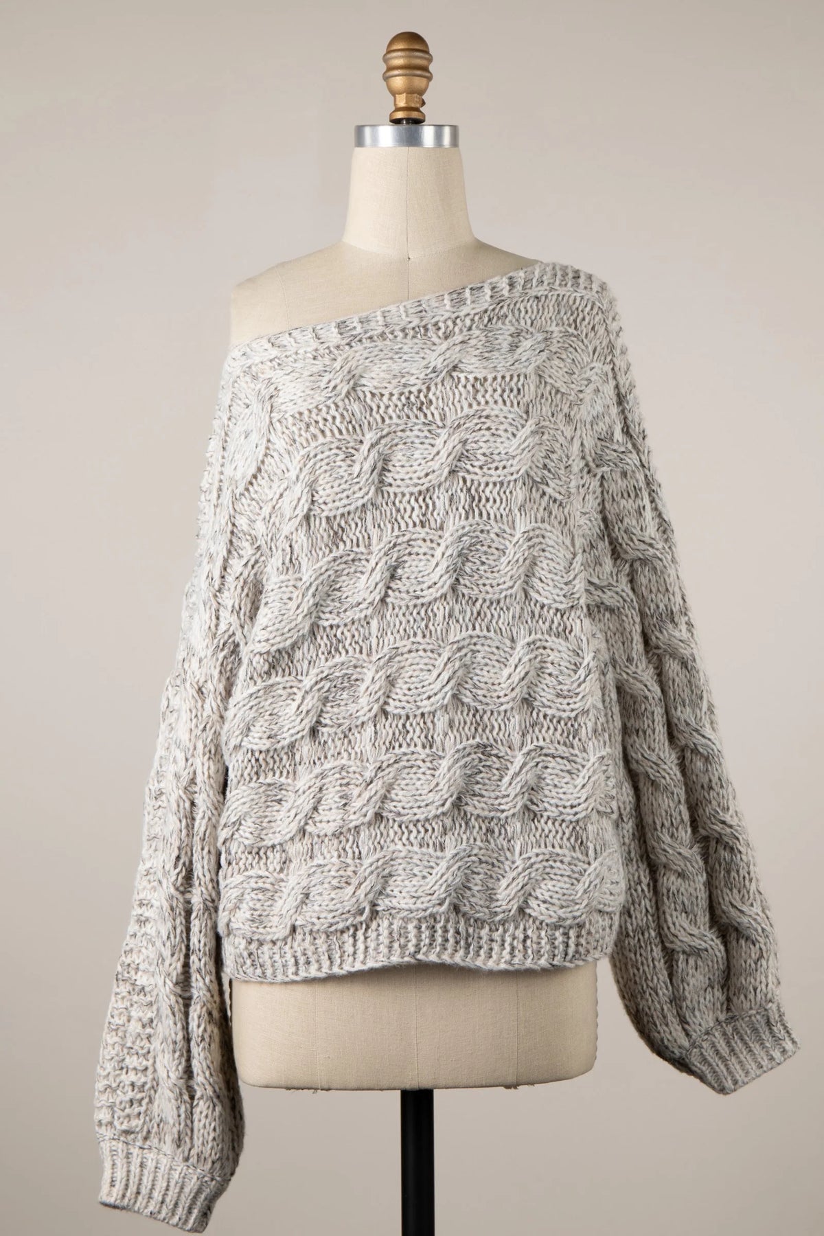 Willow Beige Oversized Cable Knit Sweater