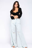 Mikayla Black Ruched Crop Top