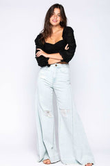 Mikayla Black Ruched Crop Top