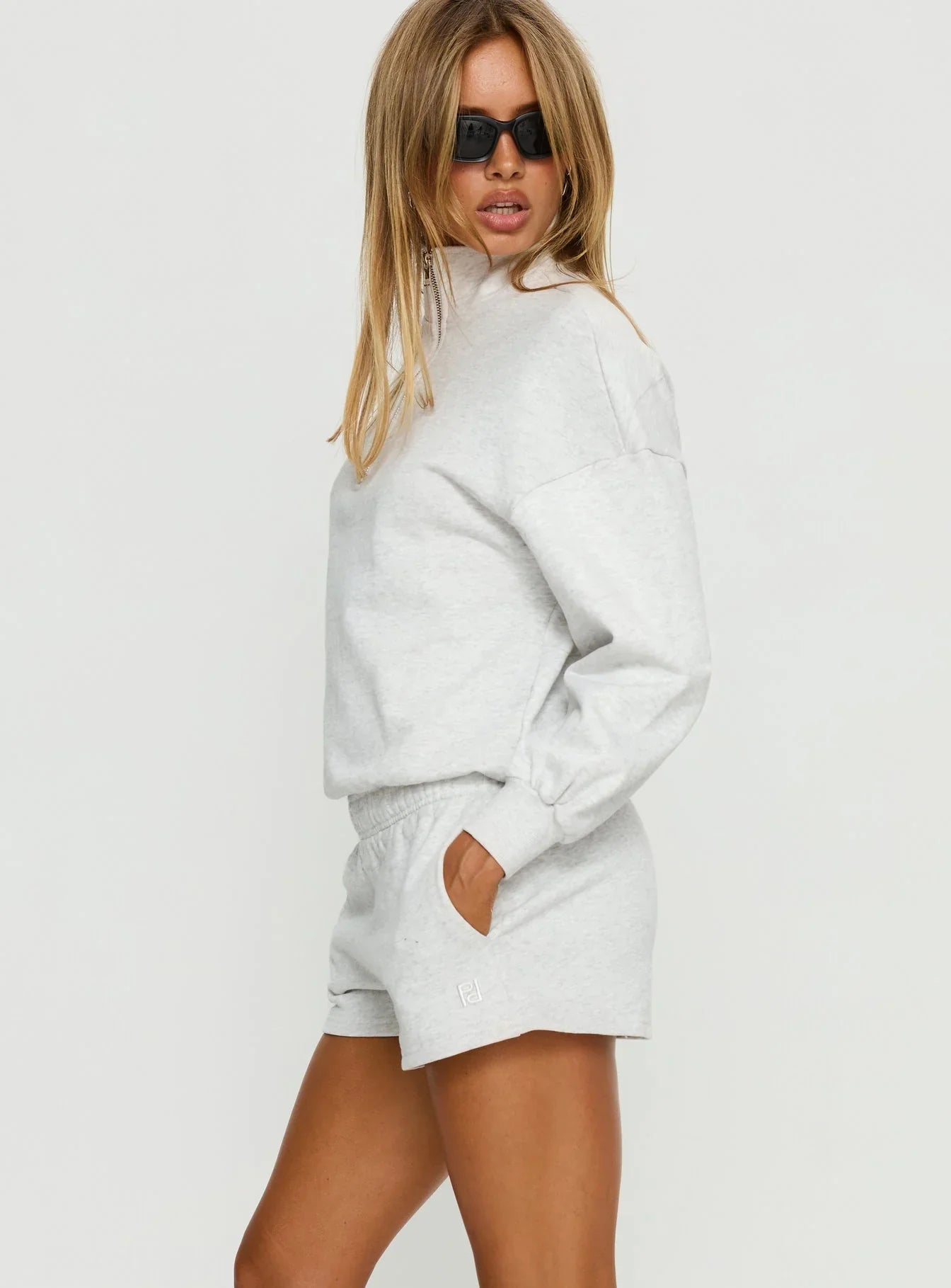 Haelie Fleece Shorts Grey Marle