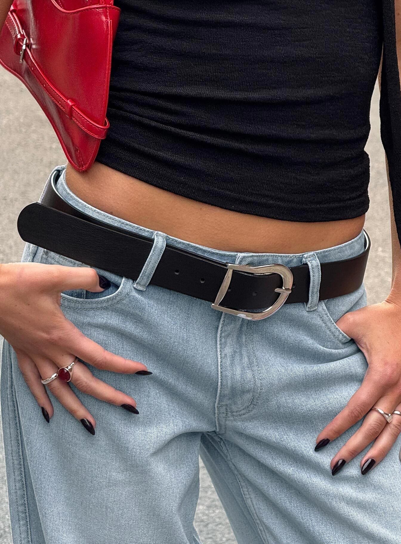 Breslin Belt Black Silver