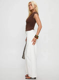 Taji Mid Rise Wide Leg Jeans White