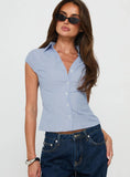 Good Reason Cap Short Sleeve Shirt Blue Stripe