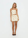 Jasira Strapless Drape Mini Dress Cream / Brown Polka Dot