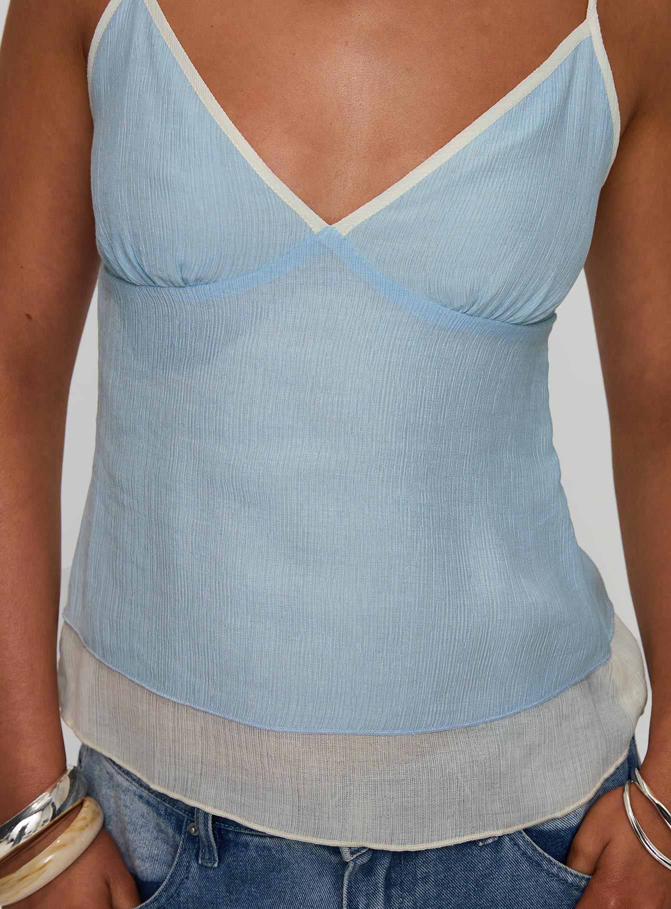 Majorie Layered Top Blue Cream
