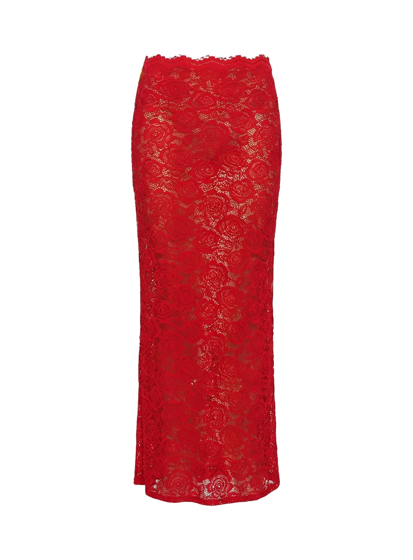 Vionna Lace Maxi Skirt Red