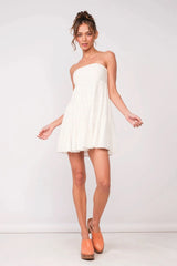 Avery White Eyelet Strapless Mini Dress