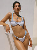 Summer Season Ruched Side Bikini Bottoms Blue White