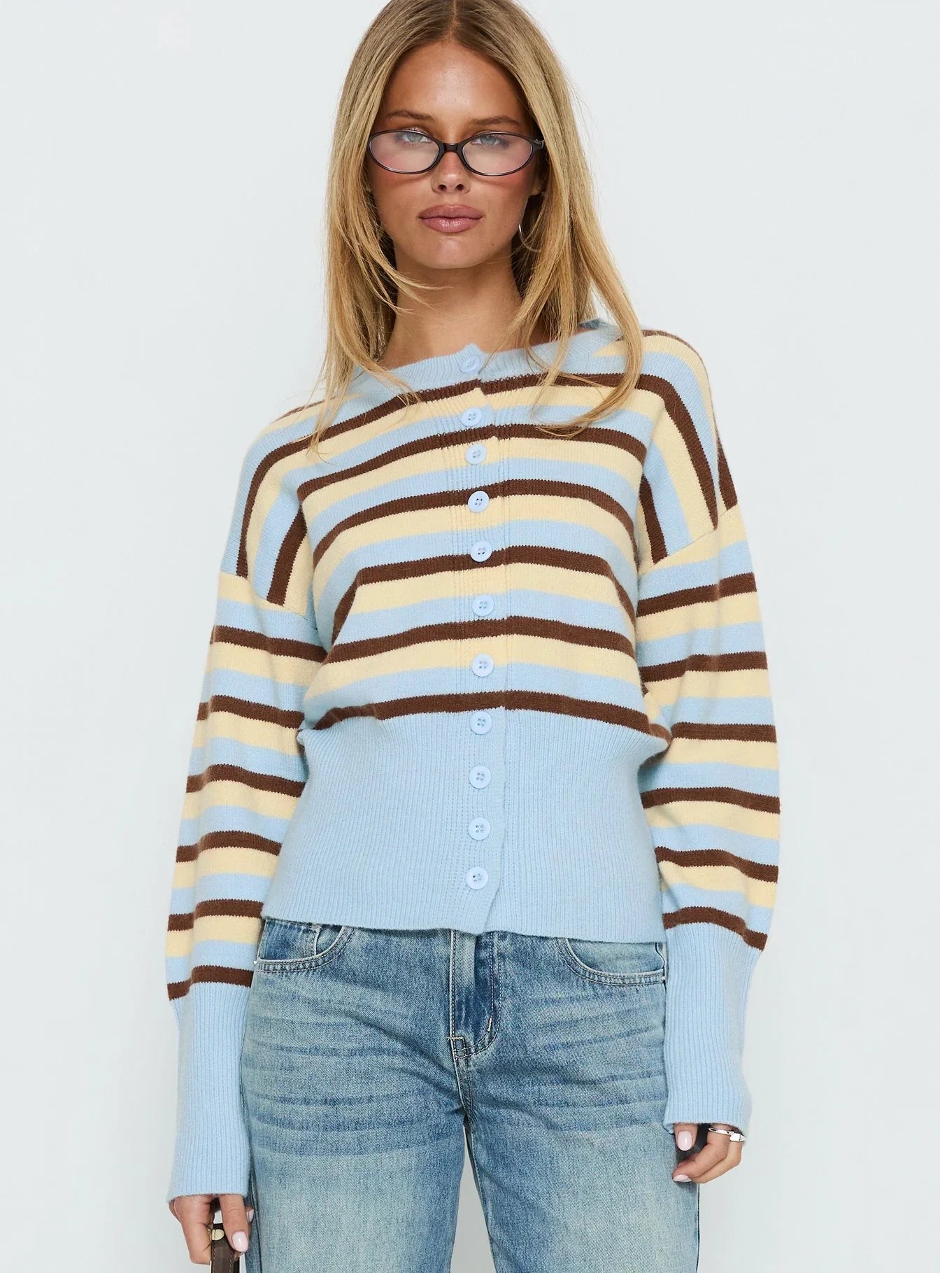 Rhitta Button Down Cardigan Multi Stripe