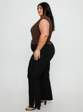 Kortnee Eyelet Detail Flare Leg Pants Black Curve