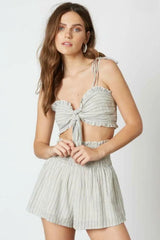 Sun Kissed Blue Chambray Striped Two Piece Romper