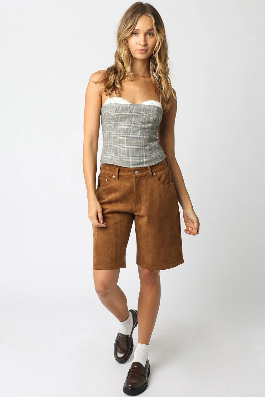 Kendall Grey Plaid Bustier Corset Top