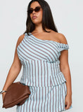 Del Rio Off The Shoulder Top Blue Maroon Curve
