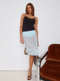 Lyza Sheer Midi Skirt Blue Polka