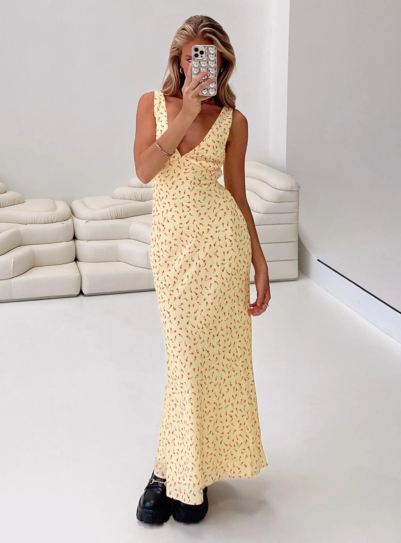 Nellie Maxi Dress Yellow Red Floral