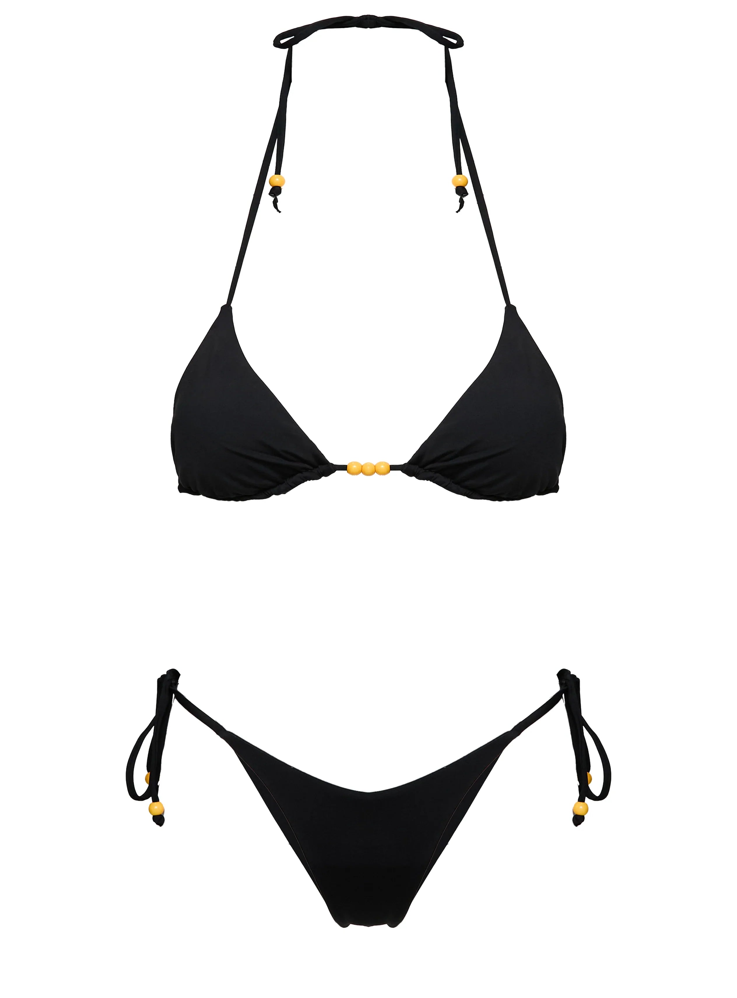 Nevaeh Beaded Triangle Bikini Top Black