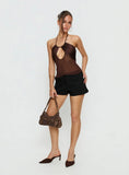 Whisperer Halter Chiffon Top Brown