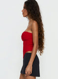 Chevon Strapless Corset Top Red