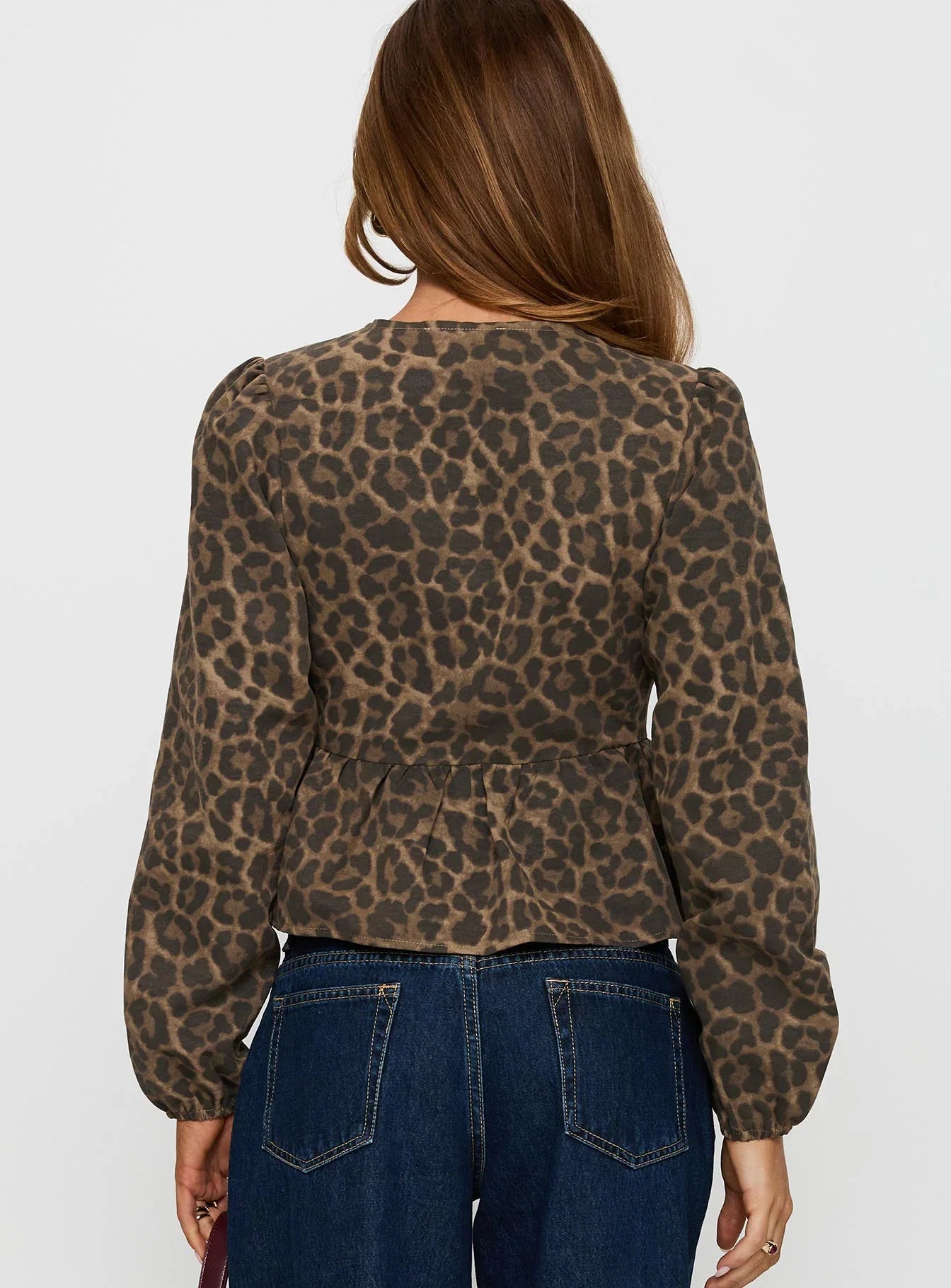 Recognize Tie Detail Long Sleeve Top Leopard