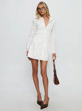 Stellaria Ruched Long Sleeve Mini Dress White